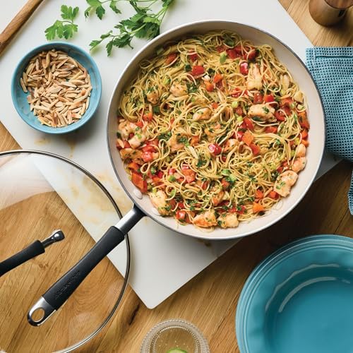 Cucina Ceramic Nonstick Stir Fry Pan and Lid (Wok (11") / Peppercorn)
