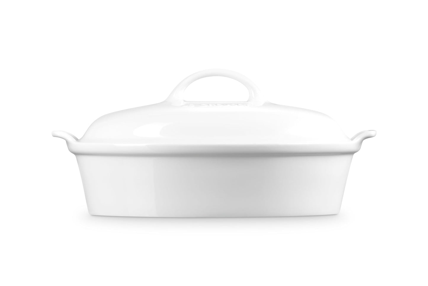 Stoneware Heritage Covered Oval Casserole (White)