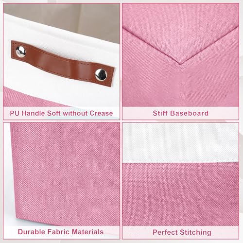 13x13 Cube Storage Bins (Pink / Off-White / Cube - 13"x13"x13")