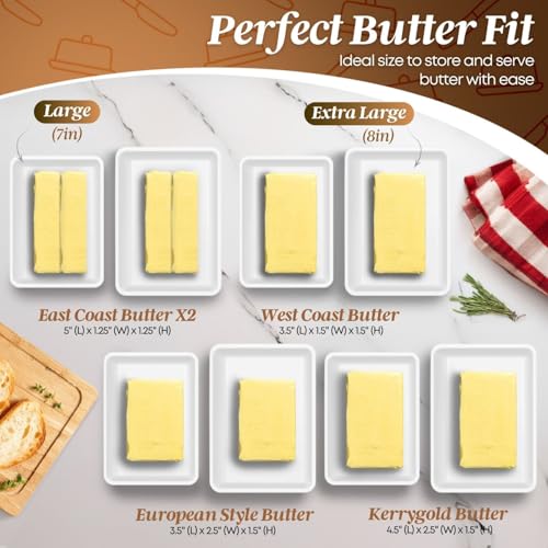 Large Ceramic Butter Dish with Lid & Crystal Handle (White – Crystal Handle / Large)
