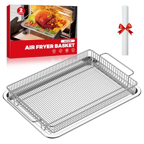 Air Fryer Basket for Oven with Upgraded Striped Mesh (15.9*9.8,,)