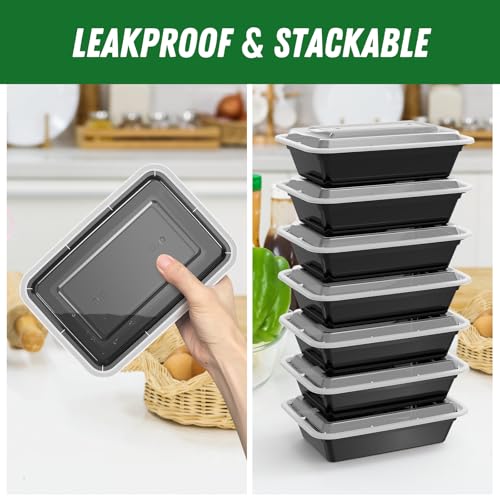 50 Pack (100-Piece) 38 oz Meal Prep Containers Reusable with Lids (38 oz)