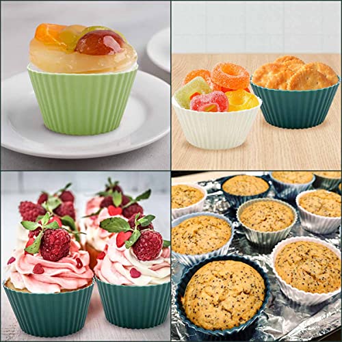 24 Pack Silicone Baking Cups Reusable Muffin Liners Non (Morandi)