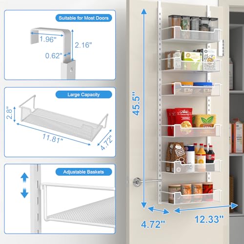 12.3" W Narrow Over the Door Pantry Organizer