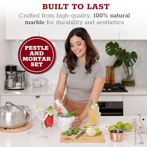 Natural Marble Mortar and Pestle Set