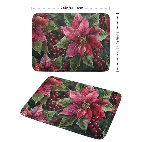 Winter Floral Dish Drying Mat (Holly Berries 4722 / 24" x 18")