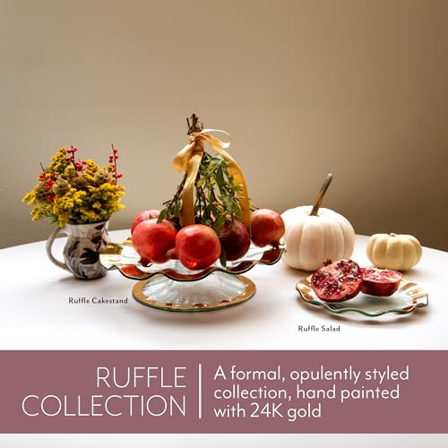 Ruffle 14.75 Inch Round Chip and Dip Server with 24k Gold (Chip & Dip Server)