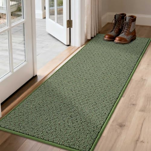 Dirt Trapper Door Mat 17"x60" Non Slip Washable Green (Green / 17inx60in)