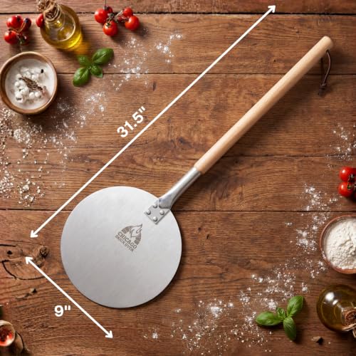 9 Inch Aluminum Turning Pizza Peel (Premium - Aluminum / 9" Turning Peel - 31.5" Overall)