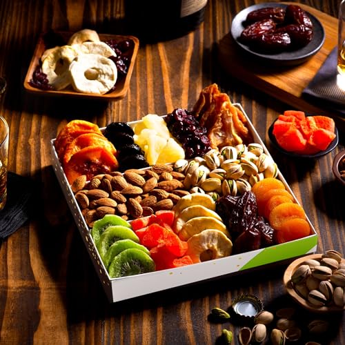 Rosh Hashana Gift Basket Dried Fruit & Nuts (7. Elegant Gift Box - (12 Piece Assortment))