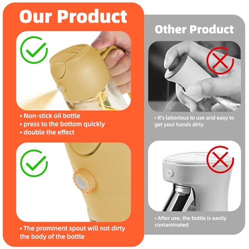 16oz 470ml Glass Olive Oil Sprayer for Cooking (Yellow)
