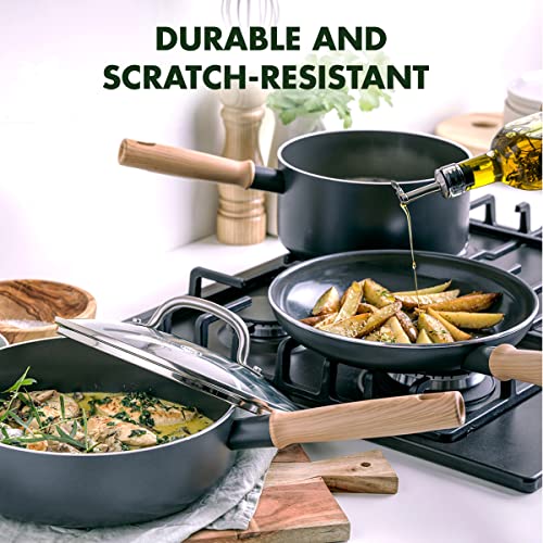 Hudson Healthy Ceramic Nonstick (4 Piece Cookware Pots and Pans Set / Black)