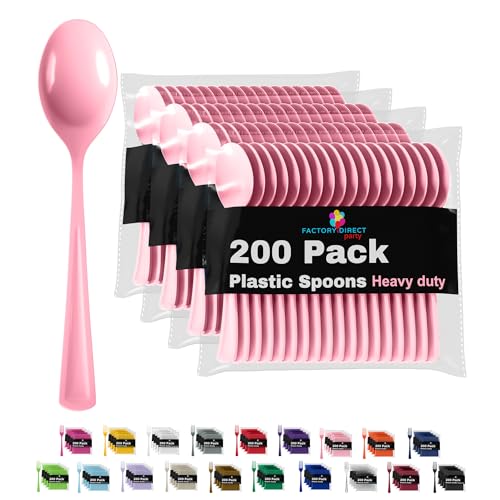 Party Solids Pink Plastic Spoons (Pink / Spoons)