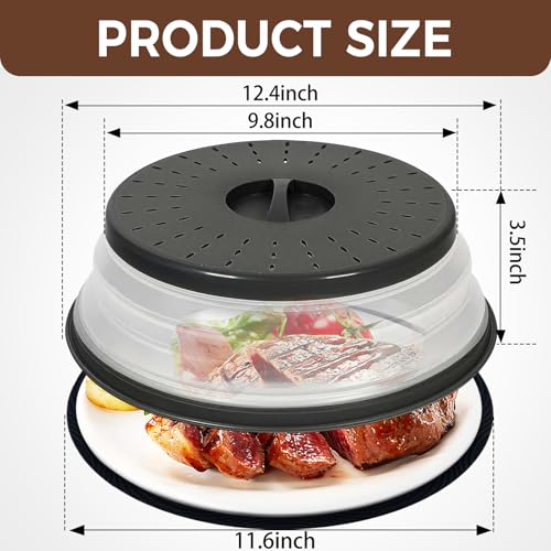 12 Inchs Microwave Splatter Cover & Silicone Mat (black)