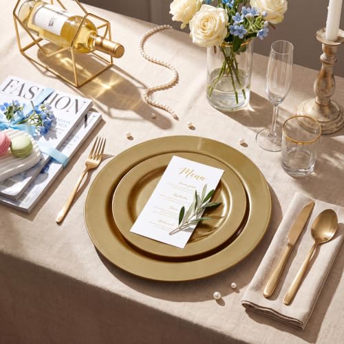 102 Pcs Solid Dark Gold Plastic Plates (Solid Gold / 102 Pcs)