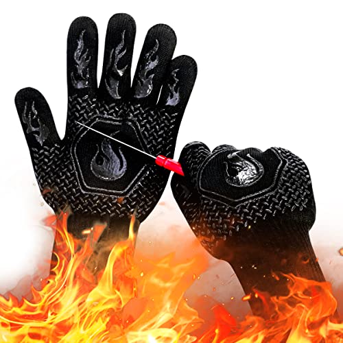 BBQ Gloves 1472F Heat Resistant Non (Black)