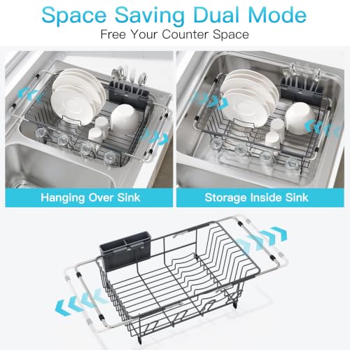 Gray Dish Drying Rack in Sink (Dark Gray / For 12"-30"w Sink)