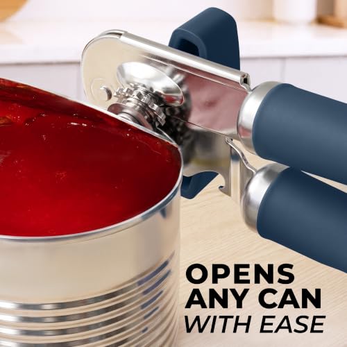 Stainless Steel Swing Open Manual Can Opener Comfortable Grip (Blue / Swing Open)