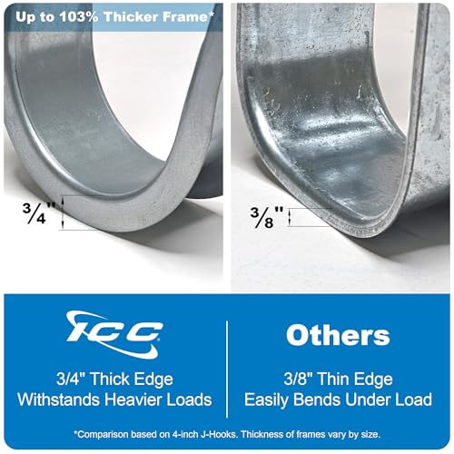 Ceiling Mount J Hook 4” with Retainer Clip (25 Count)