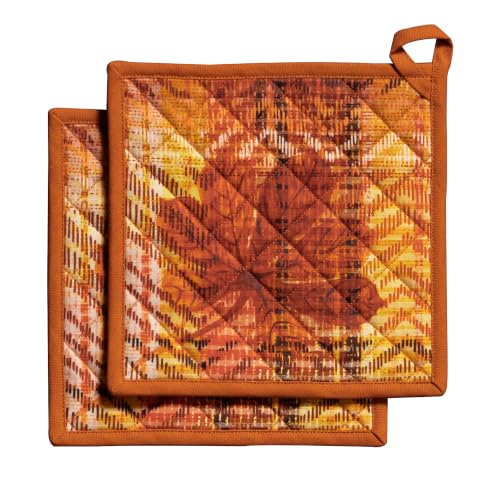Pot Holders 100% Cotton Potholders (061 - Thanksgiving Tartan / 8" x 8" (Pot Holder Pack of 2))