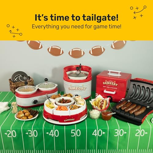 Game Day Sausage and Brat 5 Link Electric Grill with Oil Drip Tray (Red)