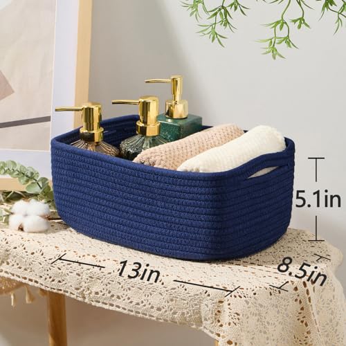Small Storage Baskets for Organizing (4pcs-L13xW8.5xH5.1" / Navy Blue)