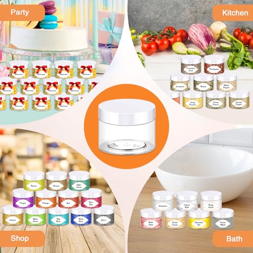 4 OZ Plastic Jars with Lids (4OZ 72Pcs White)