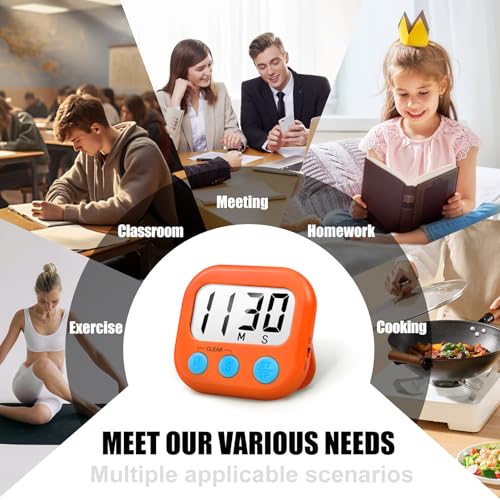 Digital Kitchen Timers for Cooking (Orange)