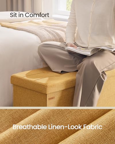 43.3 Inches Folding Storage Ottoman Bench (Ginger / 15"D x 43"W x 15"H (without Flipping Lid))