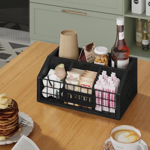 Coffee Station Organizer for Countertop (Iron Wire-Black / 1 Tier)