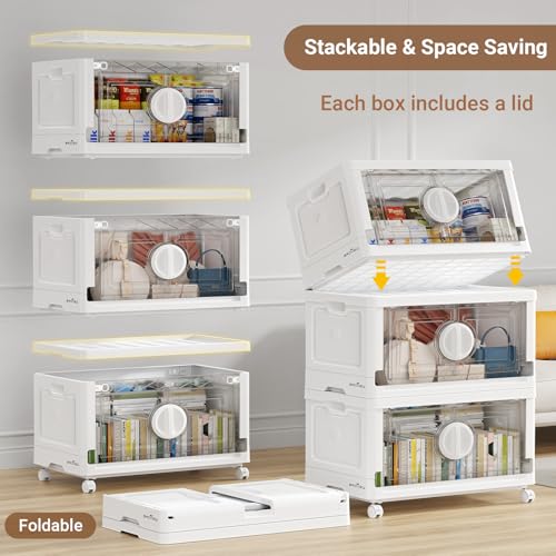 360Qt Lockable Stackable Storage Bins with Lids (White / 120QT-3Pack)