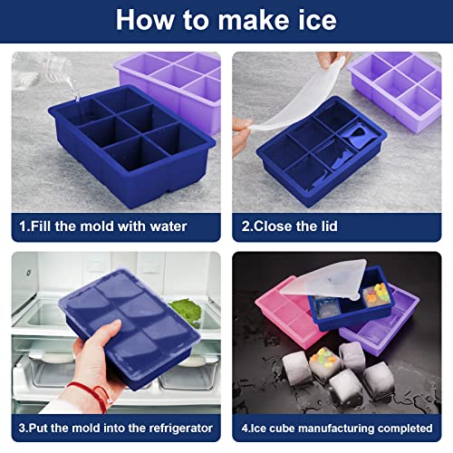 Silicone Ice Cube Trays (dark pink dark blue dark purple)