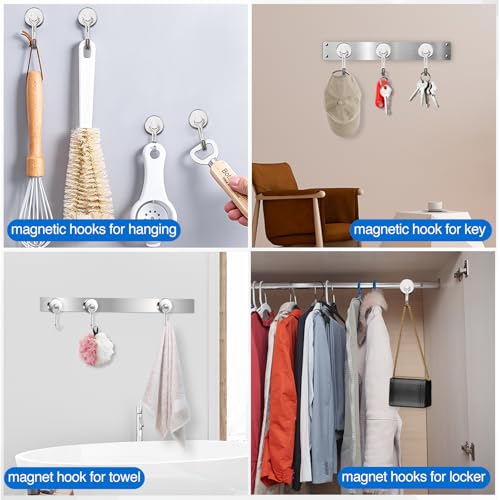 Magnetic Hooks Magnet Hook for Cruise Cabins Fridge 80LBS 6Pack (Silver / 0.98in)