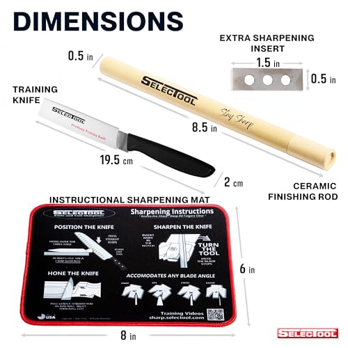 5-in-1 Knife Sharpening System - Knife Maintenance Kit with Knife Sharpener Tool, Honing Rod, Training Knife, Replacement Blade & Mat for Kitchen Knives, Scissors & Outdoor Tools (5 piece kit)