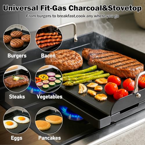 17 x 13 Inch Cast Iron NanoCeramic Griddle for Gas Grills (17" x 13" x 2.6")