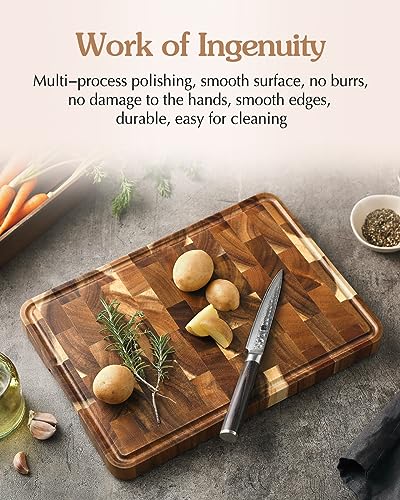 Acacia Wood End Grain Cutting Board (13.8"L x 9.8"W)