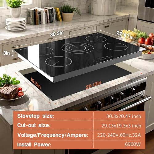 30 Inch Electric Cooktop (Black30 inch 5 burners)