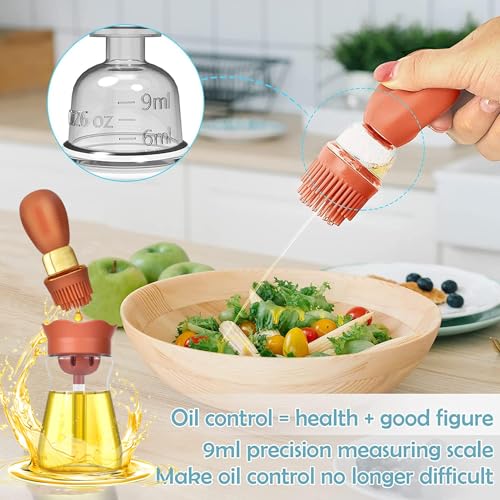 Oil Dispenser Bottle with Silicone Brush (Orange, Blue, Green)
