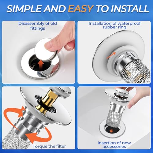 Bathroom Sink Drain Strainer (3 Count)
