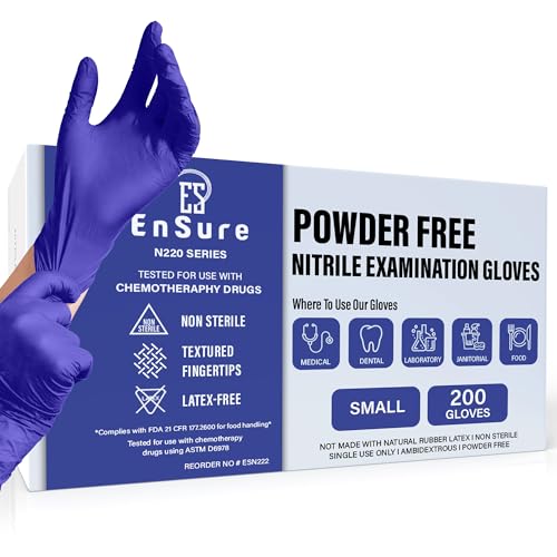 Blue Nitrile Gloves Medical Powder & Latex Free Chemical Resistant (200 Count)