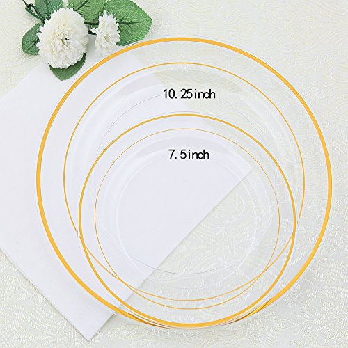 60 Pcs Clear Gold Plastic Plates (60 Pieces / Clear Gold)