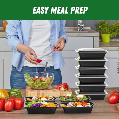 50 Pack (100-Piece) 38 oz Meal Prep Containers Reusable with Lids (38 oz)