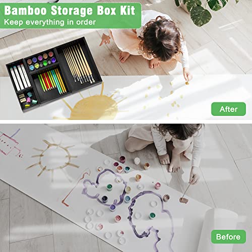Black Bamboo Bathroom Drawer Organizer (Black)