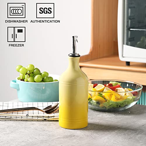 Sweejar Ceramic Olive Oil Dispenser Bottle (15.5 oz, Set of 1 / Gradient Yellow)