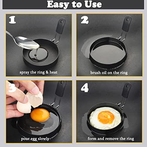 Egg Rings 2 Pack Large 6 Inch Pancake Mold 2 Pack 3.5 Inch Stainless Steel Nonstick Egg Ring