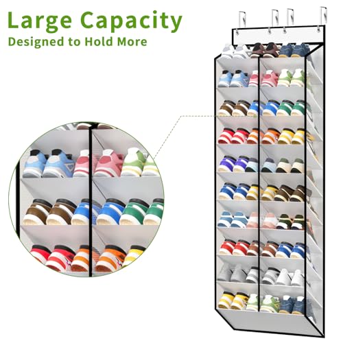 20 30 Pairs Over the Door Shoe Organizer (White-1 Pack of 20 Pockets)