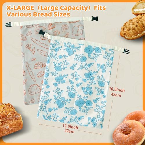 Beeswax Bread Bags for Homemade bread (Blue & Apricot)
