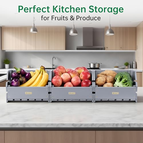 Wood Potato Onion Storage Bins (Dusty Grey)