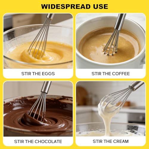 Mini Whisks Stainless Steel Whisk Set 7" 9" 11" (Long Mini / 3 Piece)