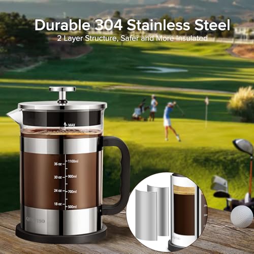 French Press Coffee Maker 51oz (New Style Sliver / 51oz)